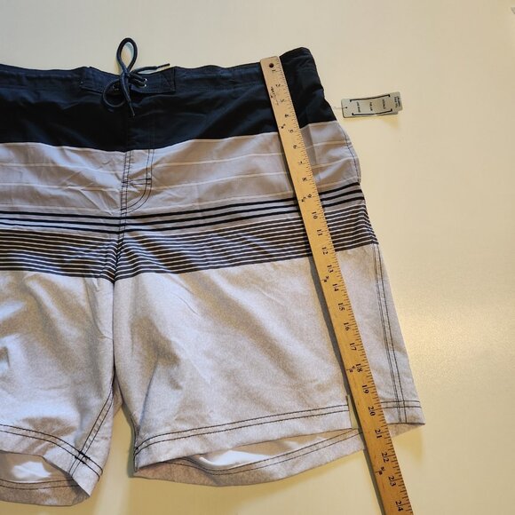George At The Knee Swim Trunks Grey Black Striped Mens 2XL (44-46) NEW‎ NWT - Picture 10 of 12